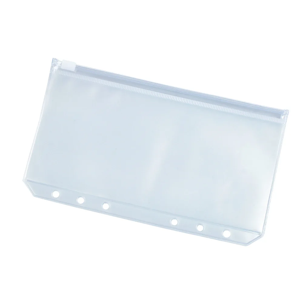 A4 A5 A6 A7 File Budget Binder Cash Pouch Clear Pocket 6Ring Zipper PVC Plastic Filling Pocket Folders