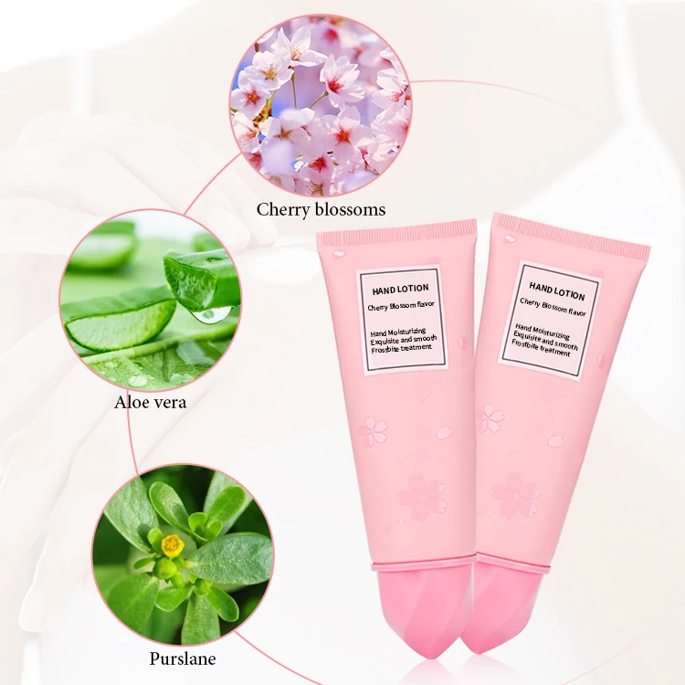 Organic private label anti dryness hand care whitening moisturizing nourishing cherry blossom hand cream lotion