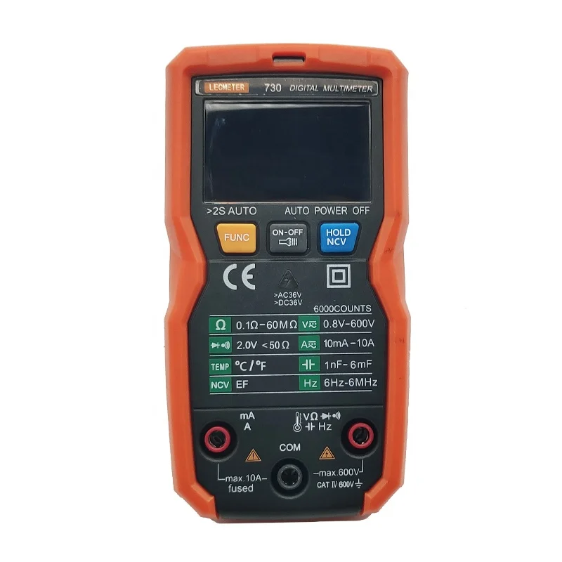 Digital Multimeter ac dc voltmeter true rms auto range multimeter with NCV DATA HOLD LCD backlight display