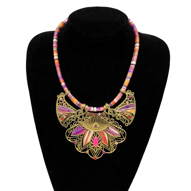 Europe Hot Selling Women Jewelry Set Bohemia Ethnic Seed Bead Rhinestone Handmade Necklace And Earrings Jewelry Set