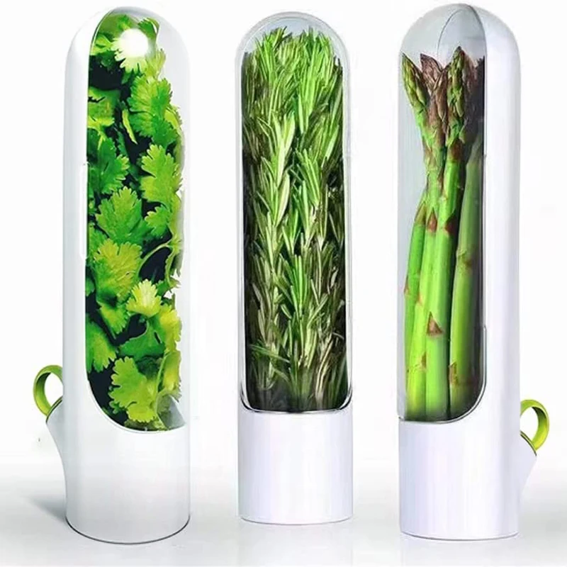 Eco Kitchen Herb Savor Pods Storage Container Freshness Herb Keeper Transparent Refrigerator Herb Saver