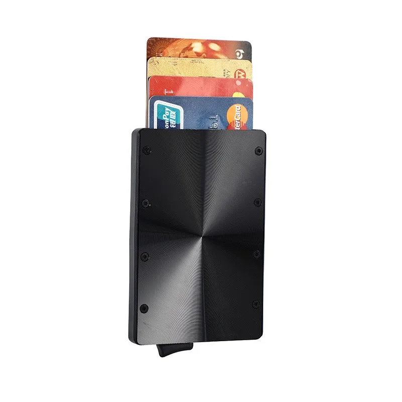 OEM CD pattern women popup wallet metal business card case aluminium credit card holder