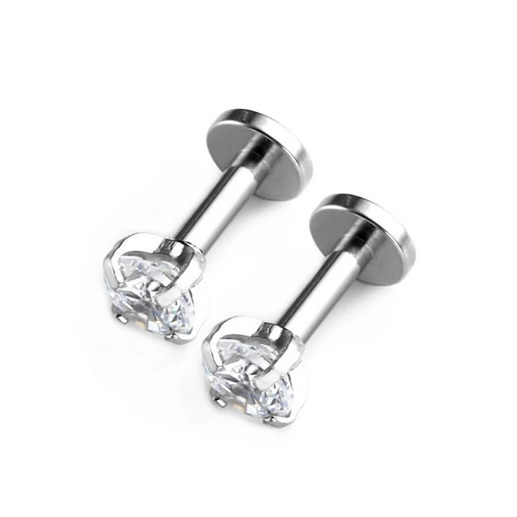 Yeach 16G ASTM F136 G23 titanium prong setting internal threaded labret ring surgical stainless steel body piercing jewelry