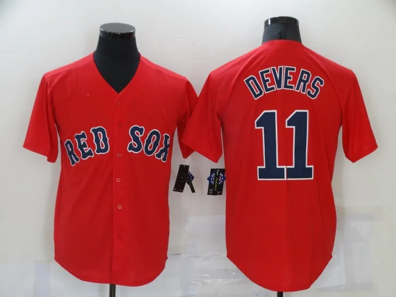 2022 красная бейсбольная майка Sox Jays 2 Xander Bogaerts 5 Enrique Hernandez 11 Rafael Devers 28 J.D. Бейсбольная Martinez Boston