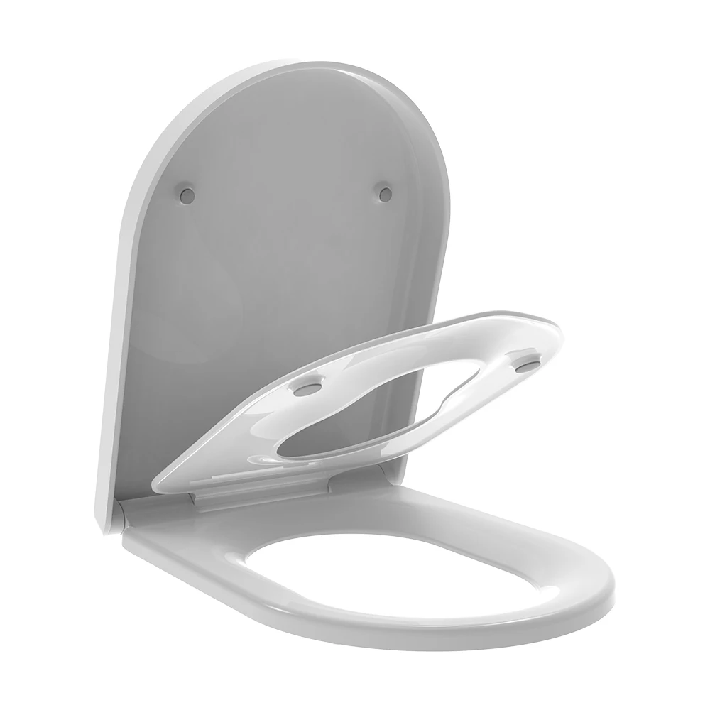 White Urea Soft Close Family Toilet Seat Elongated Design with Quick Release and Built In Child Seat for Potty Training
