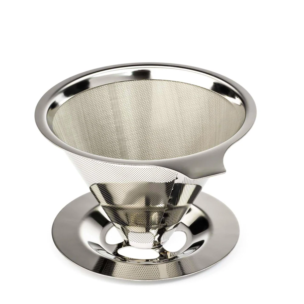 Best price Stainless Steel Paperless Coffee Filter Pour Over Custom Coffee Dripper Cone Air Filter Funnel