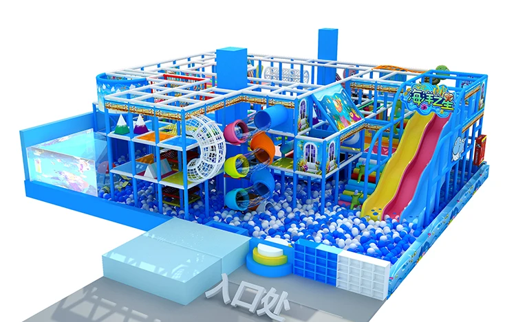 Soft Play Equipment Set With Merry Go Round Ball Pit Mat Slider Playground Indoor