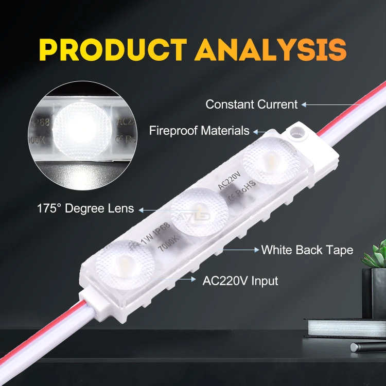 New Driverless Waterproof Ul Smd High Voltage Ac110V 220V Smd2835 Injection Molding Multi Side Lens Led Module For Light Channel