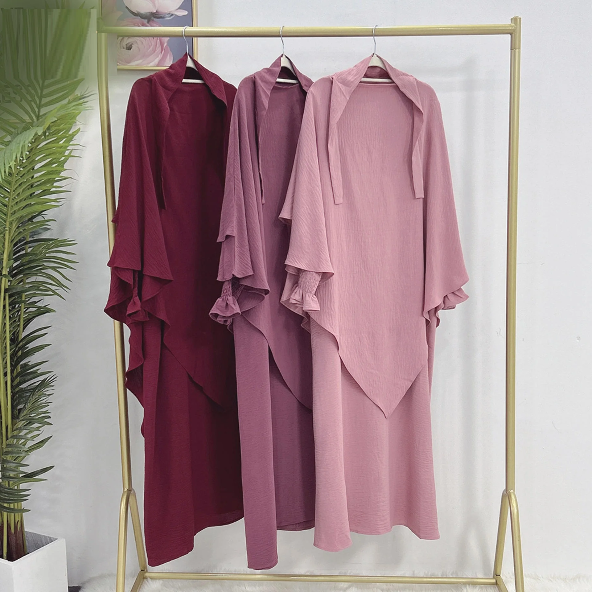 2024 Dubai Abaya Muslim Dress With Two Layers Khimar Two Piece Set Abaya Women Muslim Clothing Jilbabs Abaya