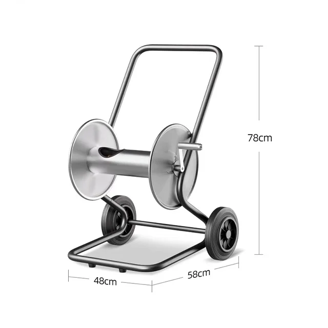 100m Large Size Capacity Stainless Steel Garden Hose Reel Cart Hose Pipe Holder Storage Carrier