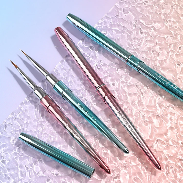 Free Logo Kolinsky Hair Liner Halo Dye Metal Watercolor Pen Nail Shop Watercolor Special Tool Premium Flower Painting Nail Brush