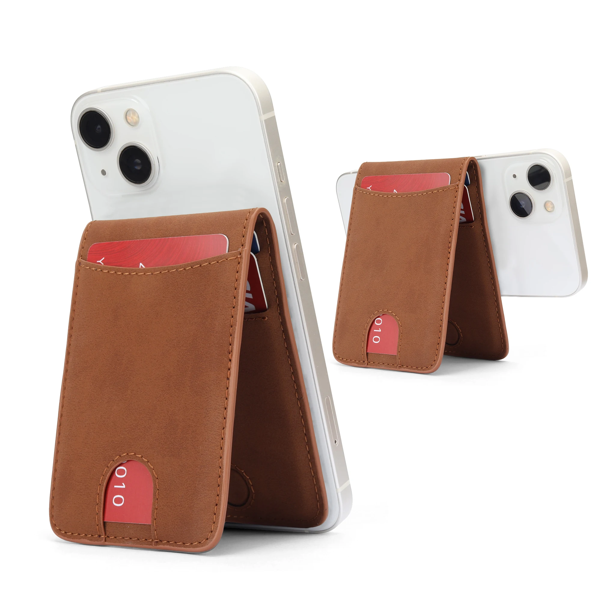 2024 New Cell Phone Card Case Wallet RFID Blocking Magnetic Phone Stand PU Leather Credit Card Holder Wallet For Man