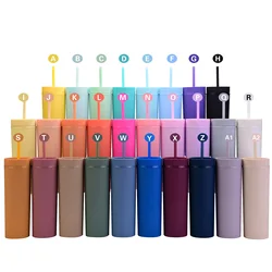 Flypeak  Amazon top seller 16oz Slim Matte Reusable Cup Pastel Colored Double Wall Acrylic Plastic Tumblers with Straw