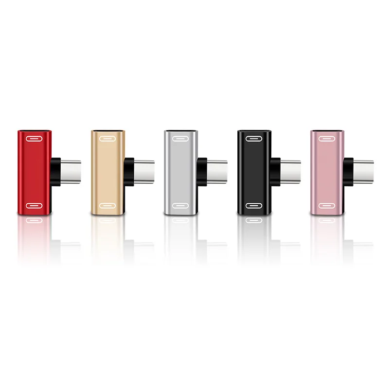 high quality double type-c with 3.5mmm 3 in 1  Adaptor two USB Connector for charger with 3.5mm for listen