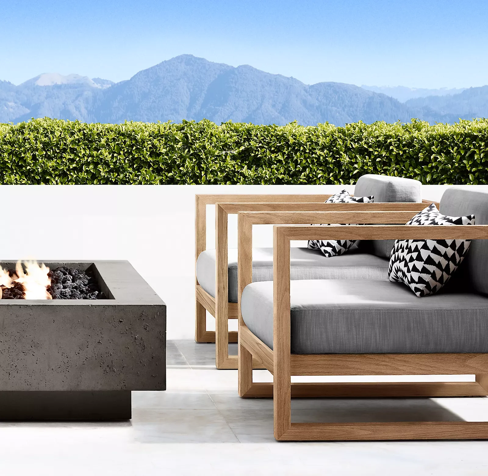 American Luxury Outdoor Wooden Sofa Furniture 4 Pieces Garden Sofa Set Villa Teak Sofa Sectional