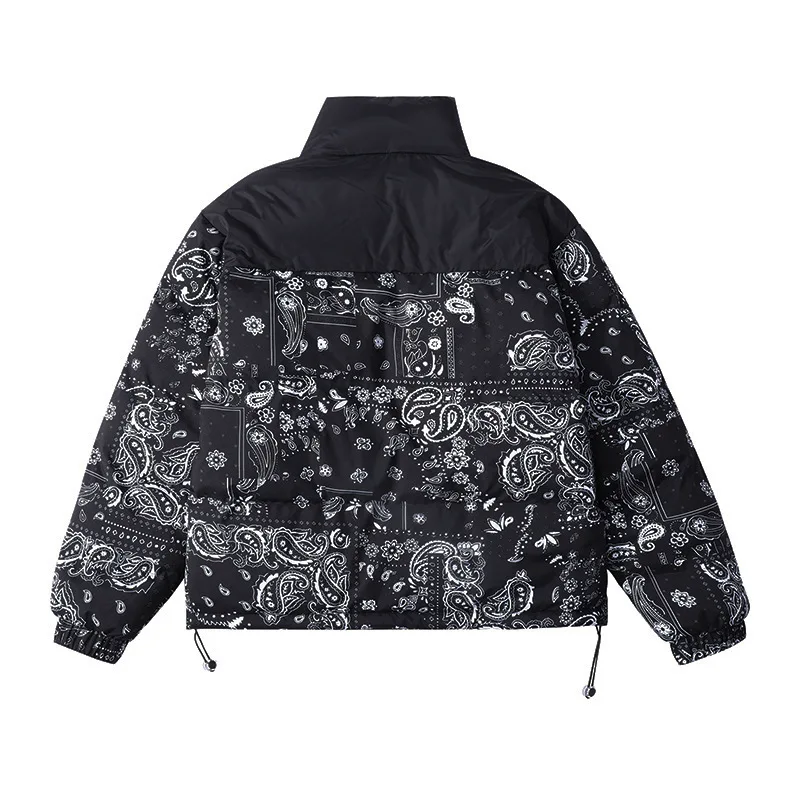 New 2023 reversible coat winter jacket patchwork Cashew printed cotton clothes couples warm jacket men
