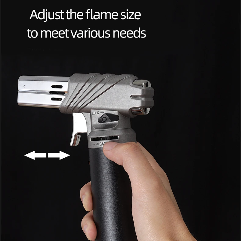 Gf908 custom logo double 2 metal focus fire blue flame gas torch lighter