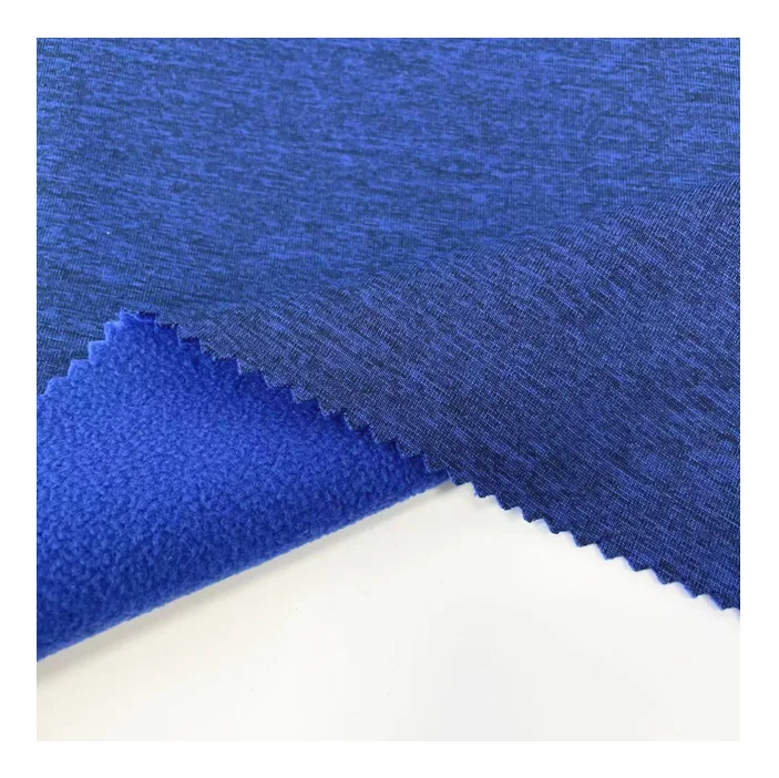 Polyester 320GSM Knit Stretch Breathable Cationic Jersey Bonded Fleece Fabric spandex polar fleace fabric soft shell
