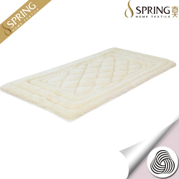 China wholesale FR cotton quilted flame retardant fiber Wool fleece mattress toppers with elastic stripes on four corners