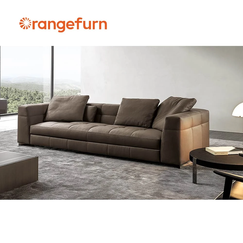 Orangefurn Американский современный стиль I-образная кушетка Роскошная chesterfield диван для гостиной кожаный