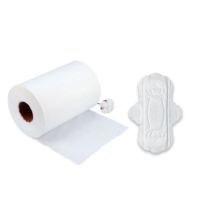 Best-selling high-quality 100% cotton spunlace non-woven fabric female sanitary napkin pad surface top raw material