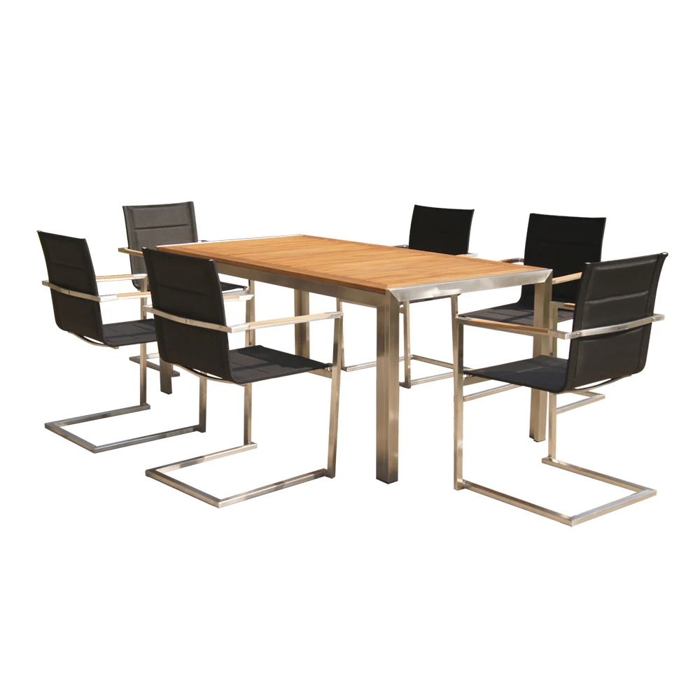 wholesale all weather outdoor garden furniture with sling swing chair and teak wood table