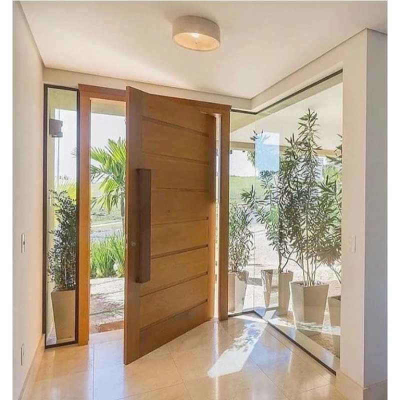 Seeyesdoor Customized Front home decor Security Modern Villa House Solid Wood Pivot Doors Exterior Wooden Door Main Entrance