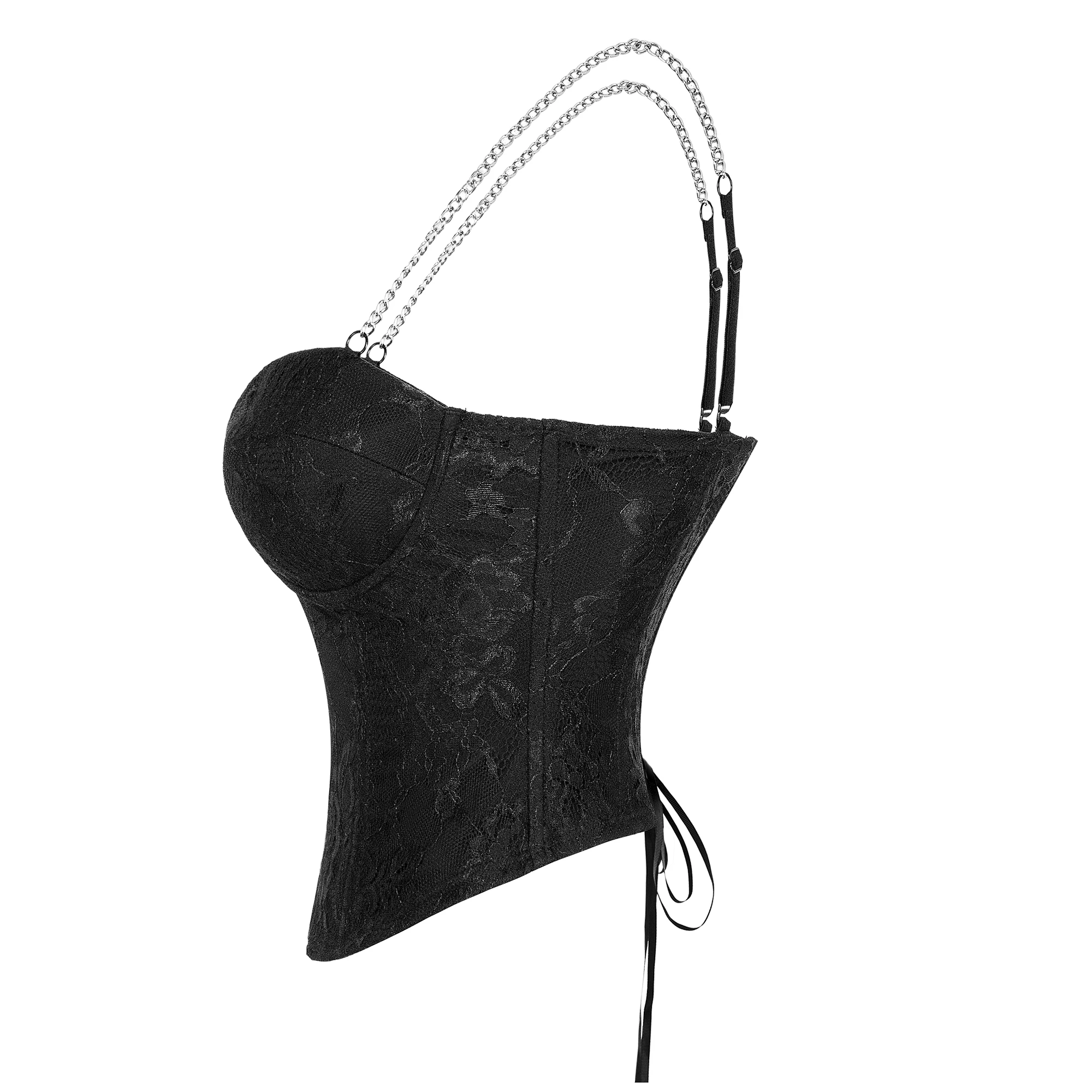 Personalized Milk Silk Corset 10 Steel Bone Zipper Metal Chain  Tops Shapewear Bodysuit Torso Waist Trainer for Women