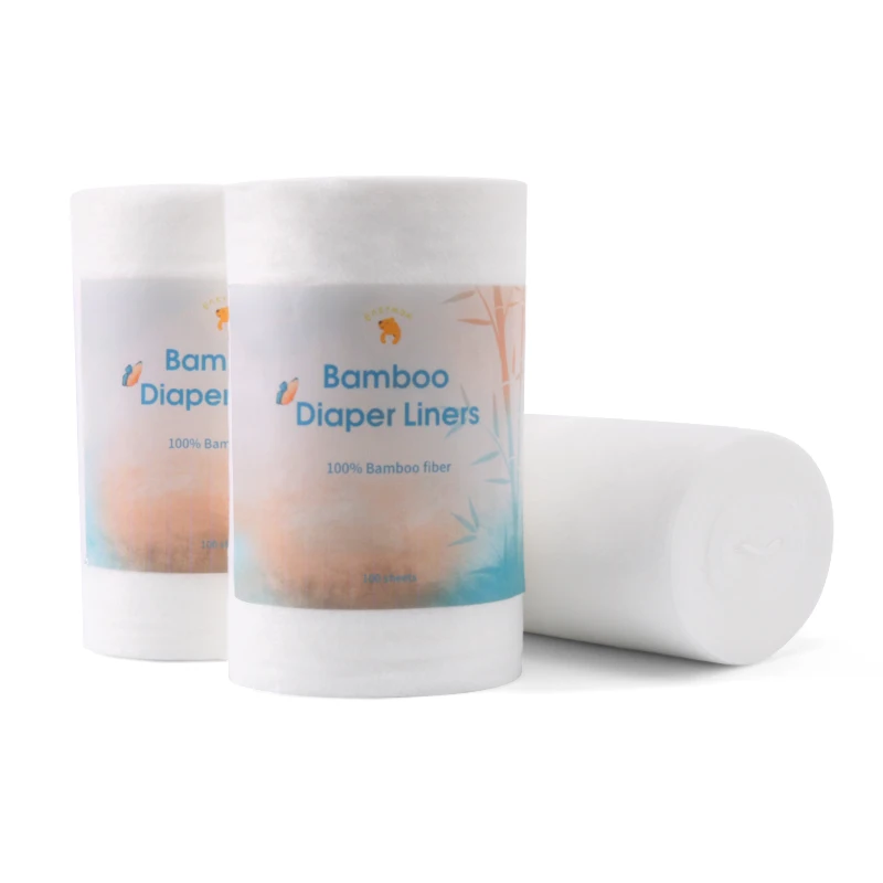 EASYMOM 100% Bamboo Unscented Diaper Liners Biodegradable Viscose Diaper Liners for Baby Cloth Diapers 100sheets/ rolls
