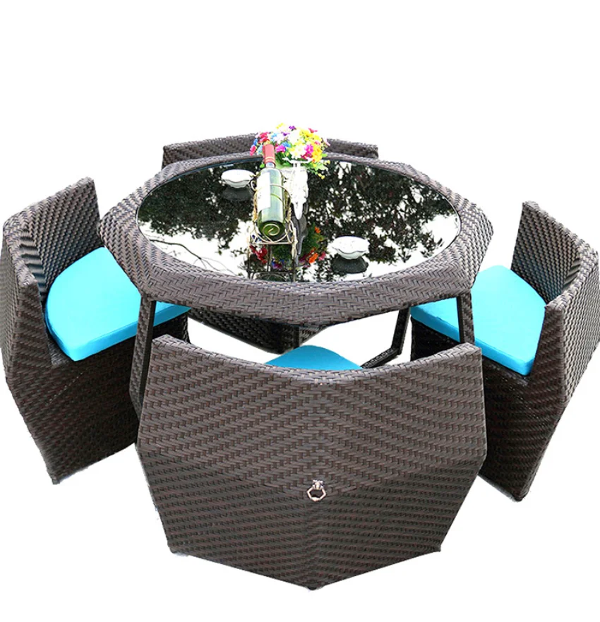 Cheap garden outdoor dining furniture poly rattan table and chair set