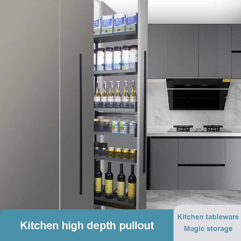 Kitchen Cabinet Storage Soft Closing Tall Deep High Pull Out Hidden Pantry Set Basket