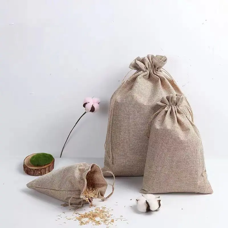 Wholesale  High Quality Jute Drawstring Bag Christmas Gift Pouch Eco Friendly Hemp Bags