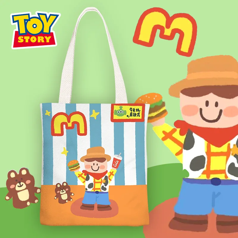 Hot Selling Cartoon Cute Toy Story Woody Buzz Casual Canvas Shopping Tote Big Capacity Sweet Girls Hand Shoulder Bag Custom GIft