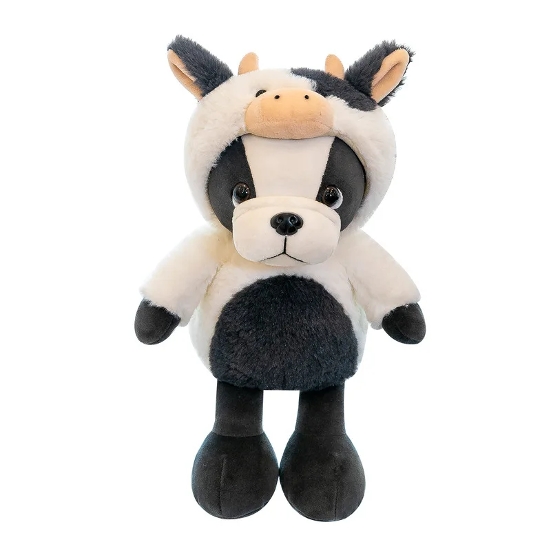 New Design Cute Bulldog Transforms into Rabbit and Cow Doll Plush Toys for Children Birthday Gifts