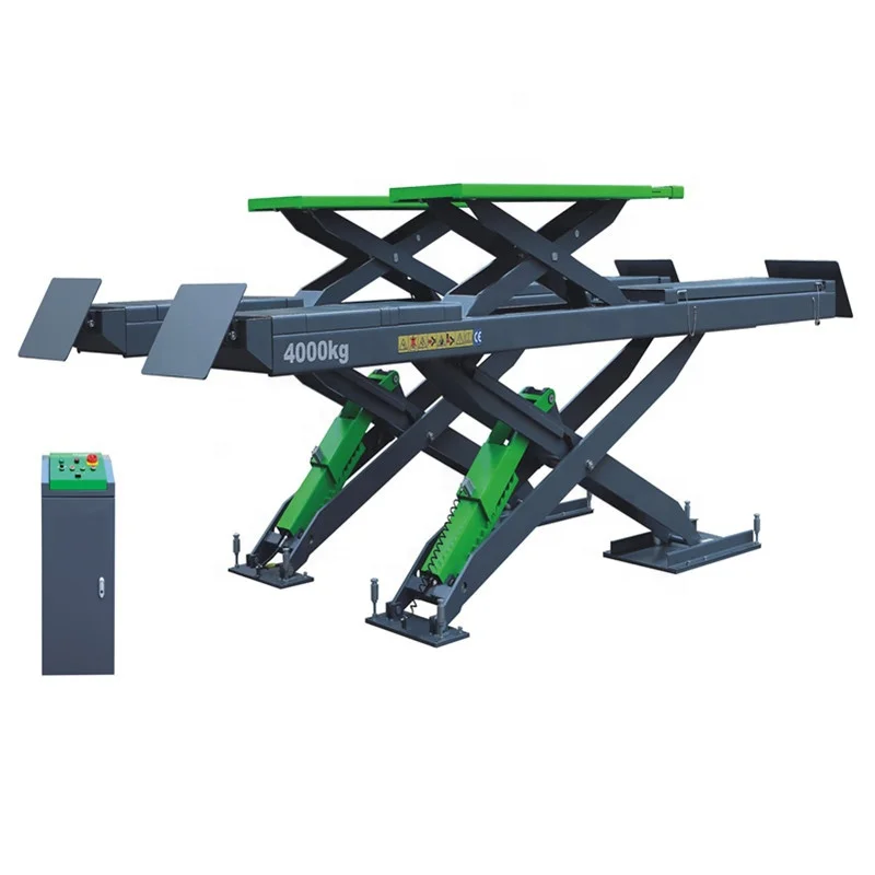 4 t capacity four cylinders full rise on ground wheel alignment scissor car lift with mobile turn plate