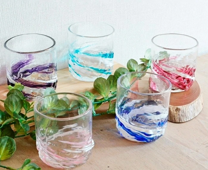 Japan Okinawa traditional craft coffee glass mug cup with ryukyu glass