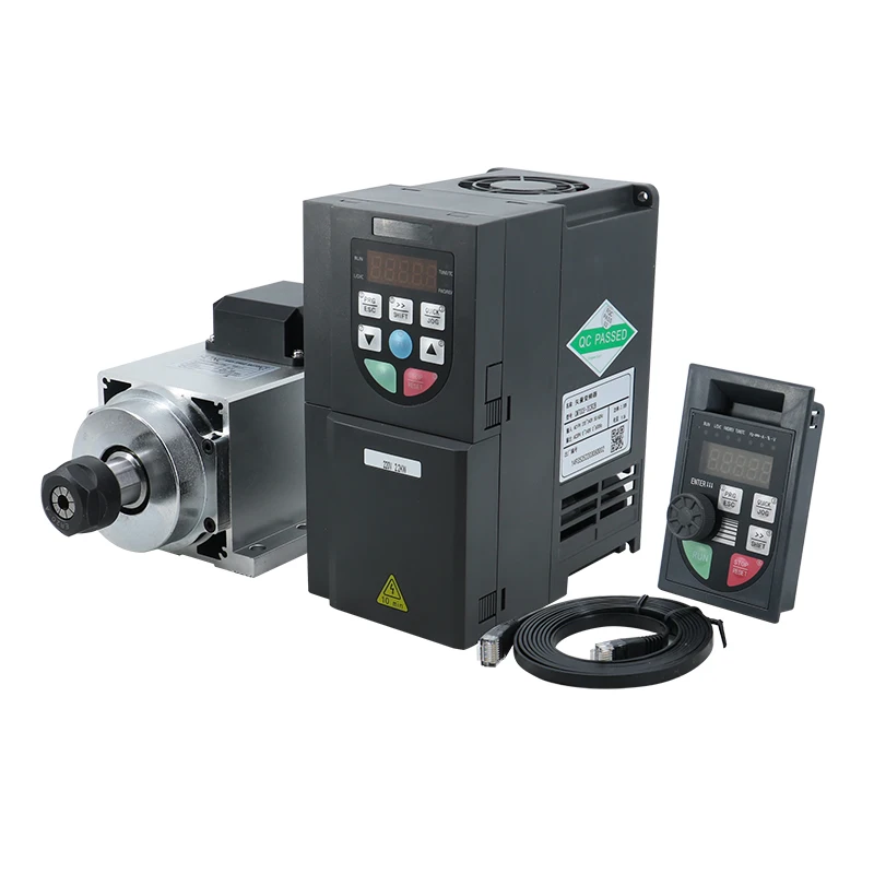 HLTNC New Arrivals 1.5KW 220V permanent magnet brushless spindle +2.2KW frequency converter+ speed control panel spindle kit