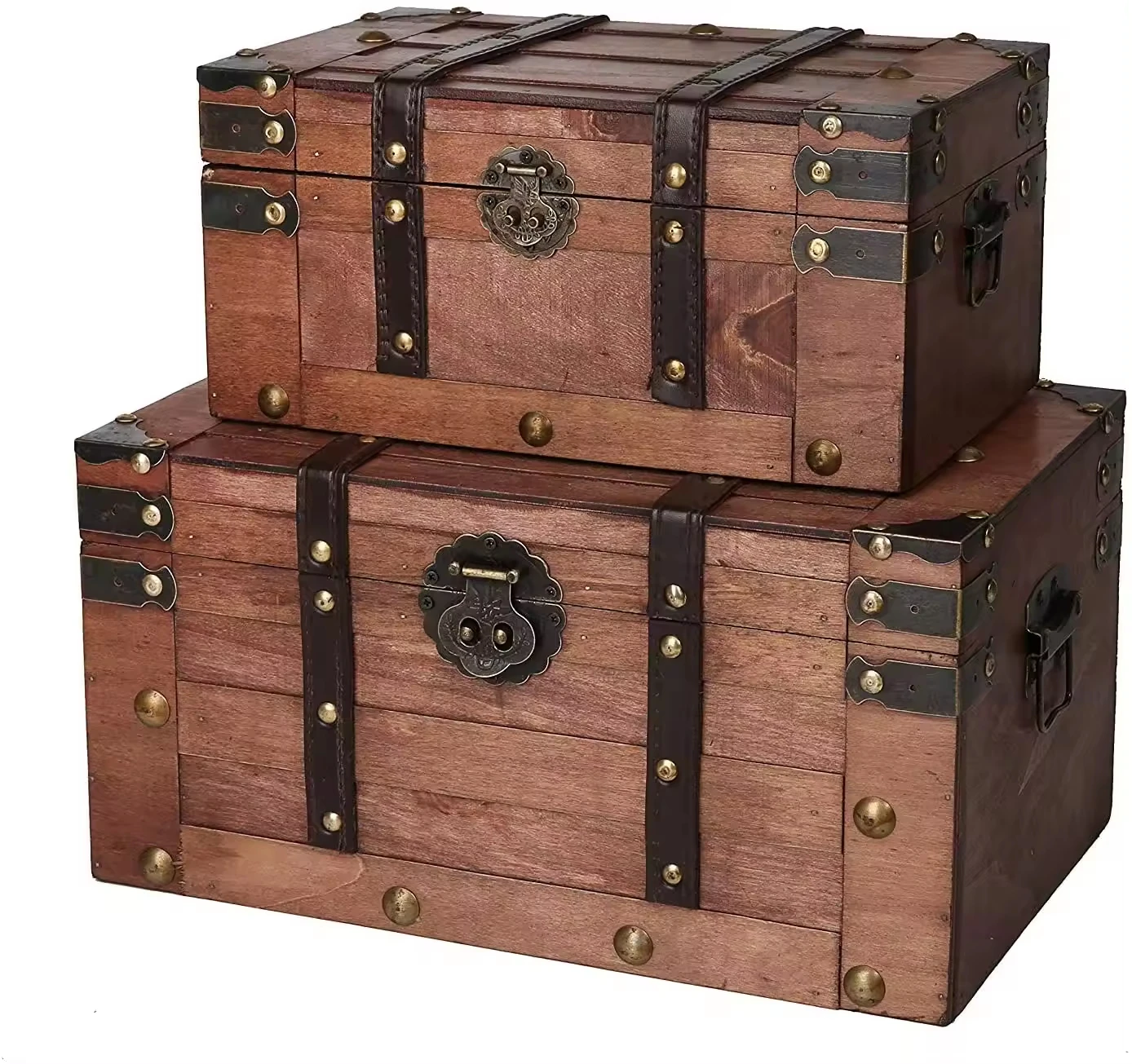 Custom size vintage treasure chest handmade antique large wood packaging box