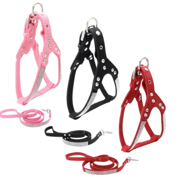 Rhinestone pet harness small and medium-sized dog leash comfortable vest dog harness