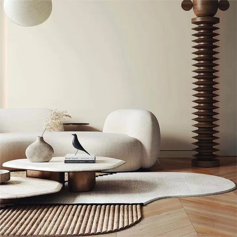 Modern Italian Minimalist Leisure Sofa 3-Seat Set with Metal Tray for Living Room for Hotels Apartments Villas Malls