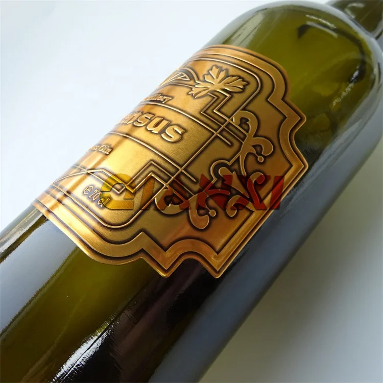 Personalized embossed gold foil sticker Adhesive wine bottle label