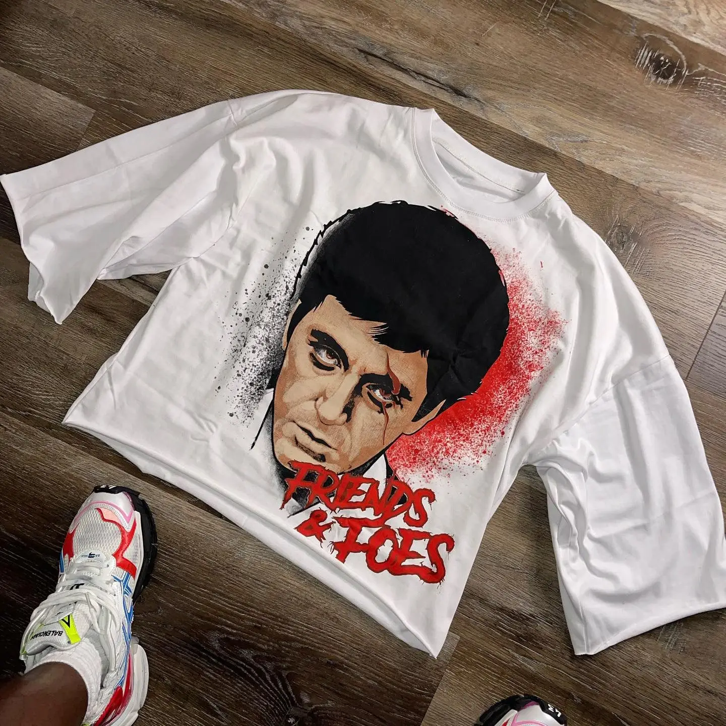 220gsm Streetwear custom Screen Print Cut Raw Hem Boxy Cropped Tee Men Oversized Vintage Acid Wash Sun Faded Heavyweight T Shirt