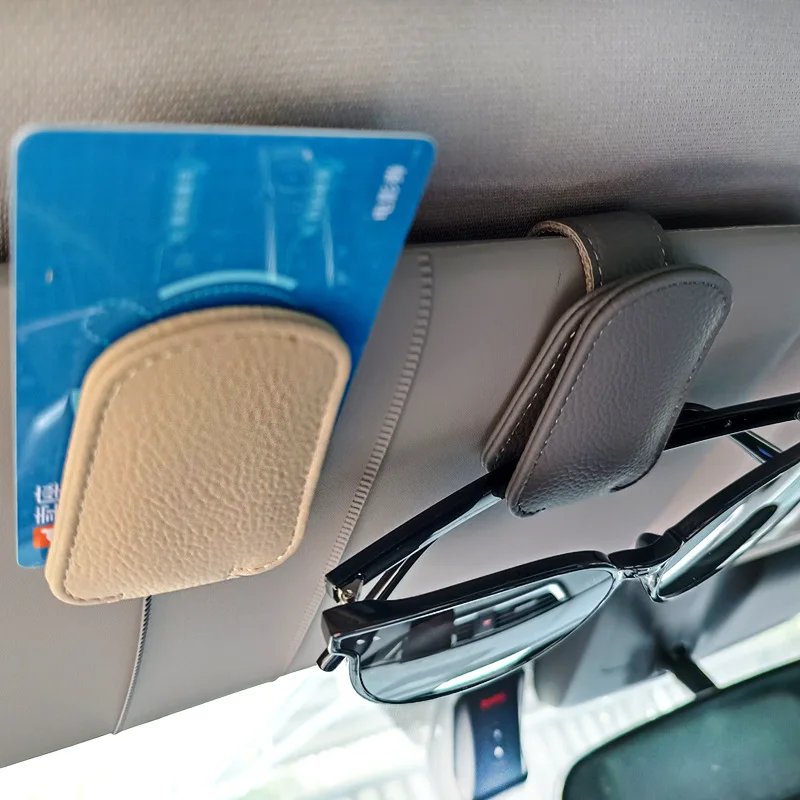 Glasses Clip Eyeglass Organizer Storage Auto Interior Accessories Magnetic Leather Sunglasses Holder For Car Sun Visor
