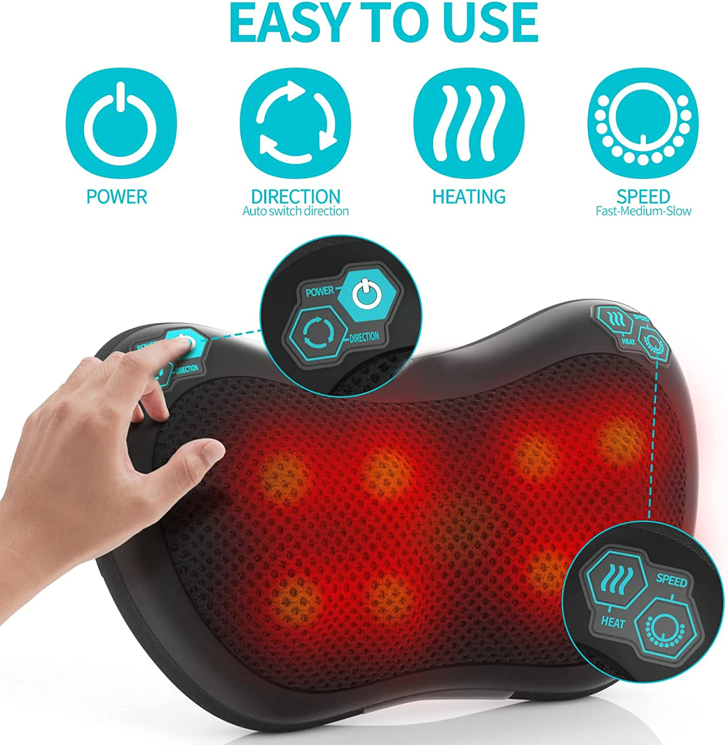 Hot Selling Massage Pillow with Heat -Massage Pillow Shiatsu Kneading Shoulder Massager for Full Body Pain Relief