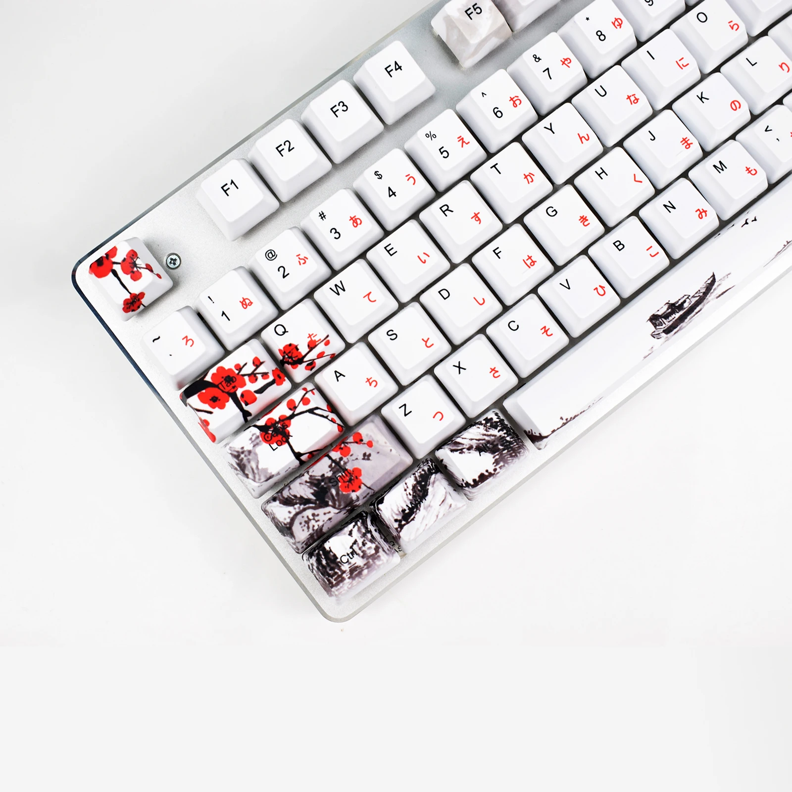 
110 Keys PBT Custom Blossom Keycap OEM Profile Japanese Font Sublimation Keycaps for Cherry MX Switch Mechanical Keyboard 