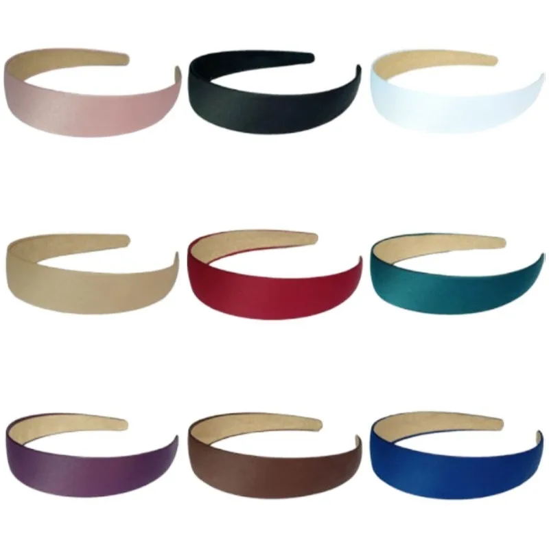 Non-slip Hair Headband Colorful DIY 3cm Plain Head Band Satin Headbands for Women and Girls