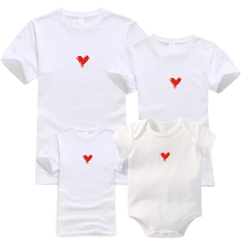 Custom Organic Cotton Or Bamboo Solid Or Printing Design Mom Baby Dad With Children Parent-child Wear Family Matching Clothes