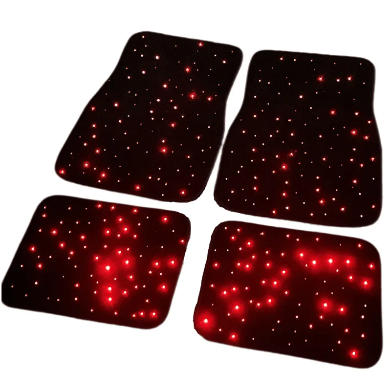 Fiber Optic Twinkle Stars Car Mats Star light LED Rugs With APP Remote Control 4PCS/Set For Car Decoration