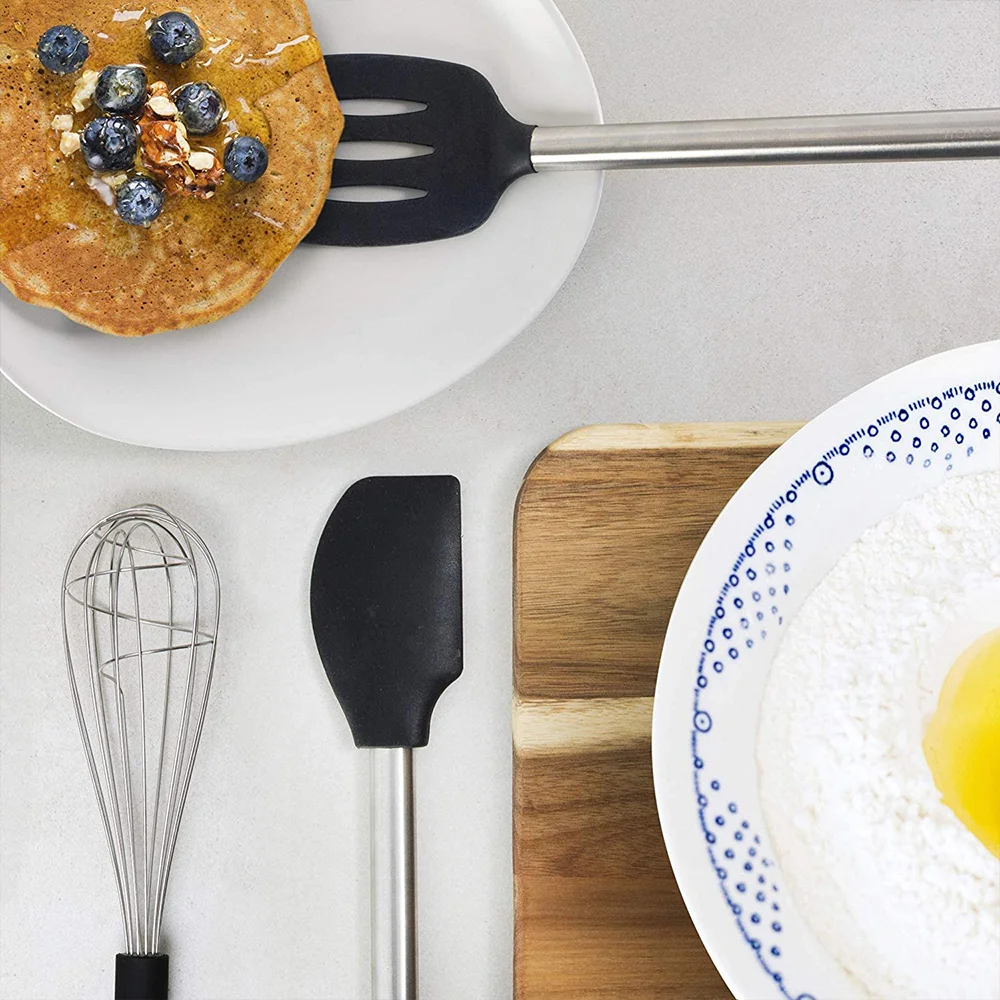 Устойчивый производитель, набор кухонных принадлежностей из силикона и нержавеющей стали, набор кухонных принадлежностей для дома