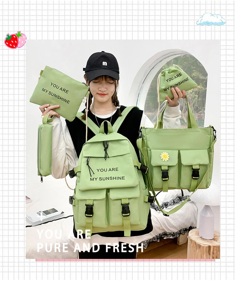 
College Bags Girls College School bags 4pcs Set Women Backpack girls backpack school bag set 